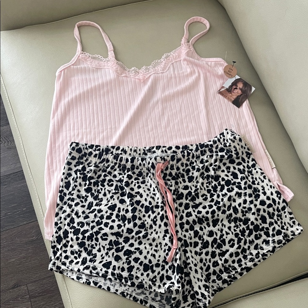 Thalia Sodi Pink Cami with Animal Print Shorts